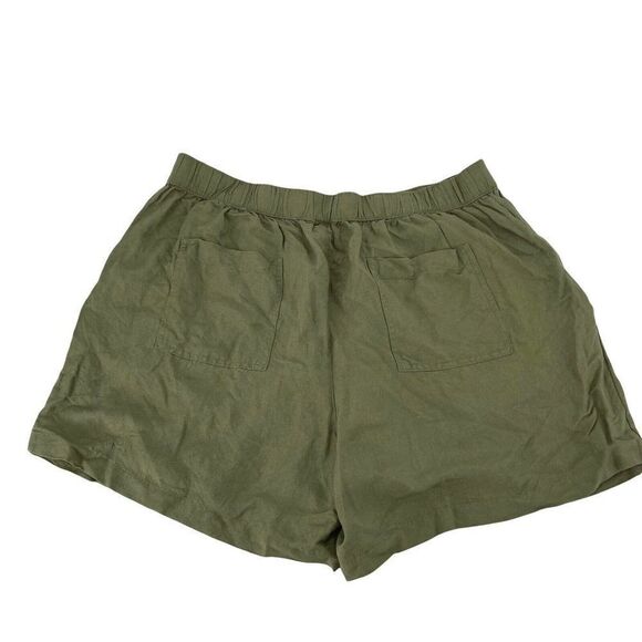 Green Linen Shorts Womens Size XXL A New Day Elastic Waist Casual Flat Front - Picture 2 of 6